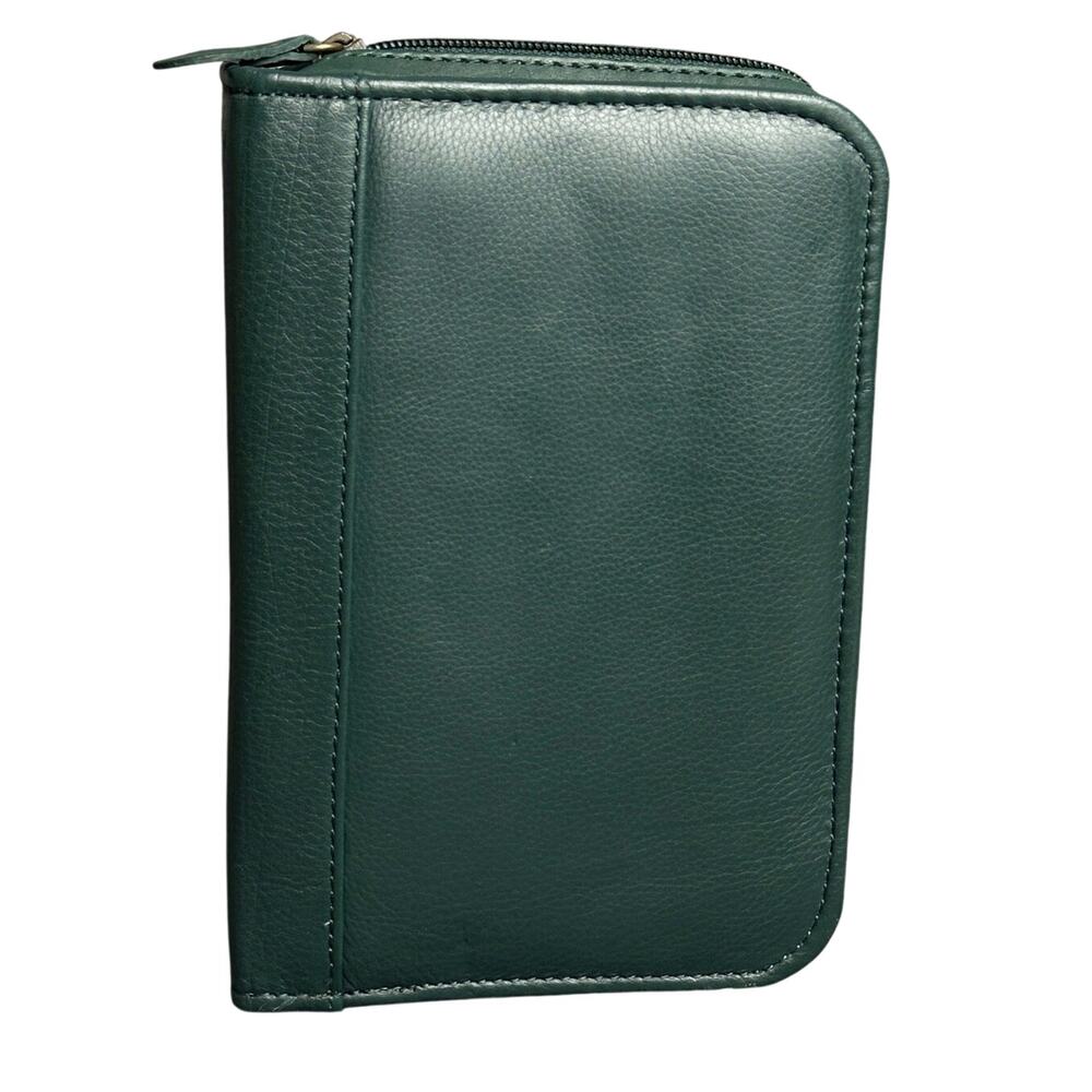 Vintage Shafmaster Leather Green Fields agenda planner hunter green zipper NWT